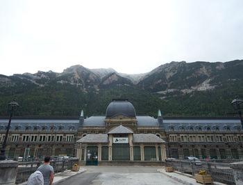 View of building against mountain range