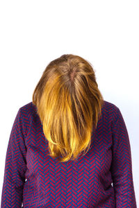 Rear view of man against white background