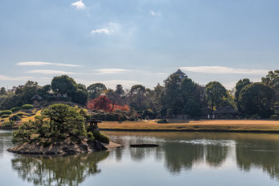 Scenic view of lake against sky