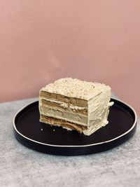 Close-up of cake in plate on table