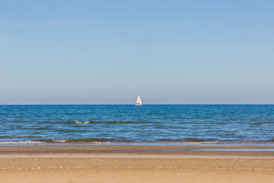 Scenic view of sea against clear sky