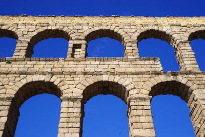 Low angle view of historical building against blue sky