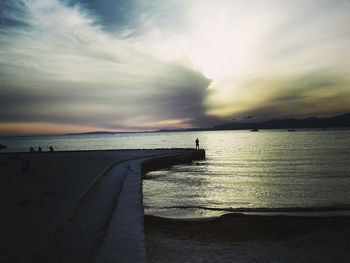 View of calm sea at sunset