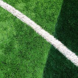 High angle view of soccer field