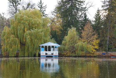 Scenic view of lake against trees