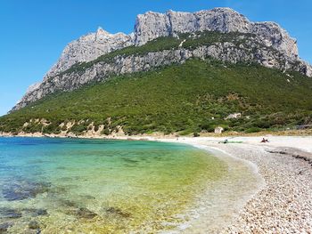 Scenic view of sea against blue sky