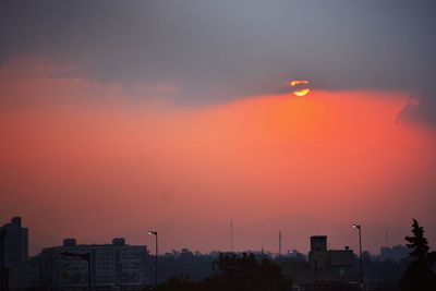 Silhouette buildings against sky during sunset