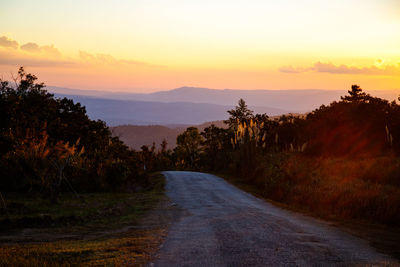 Mountains road view at sunset at the top of phu ruea, loei province, thailand 