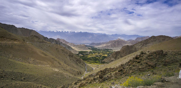 Scenic view of mountains against sky