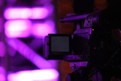 Close-up of illuminated lighting equipment