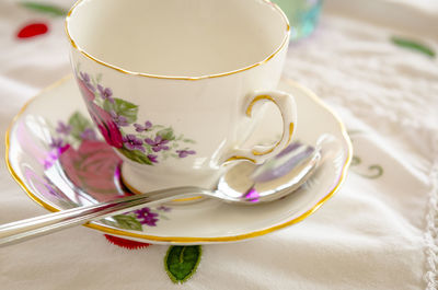 Close-up of drink served on table