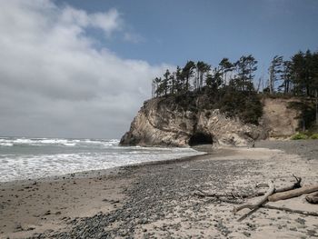 Scenic view of beach against sky