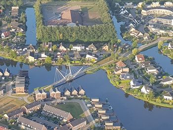 High angle view of buildings in city