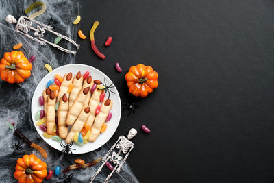 High angle view of orange fruit on table