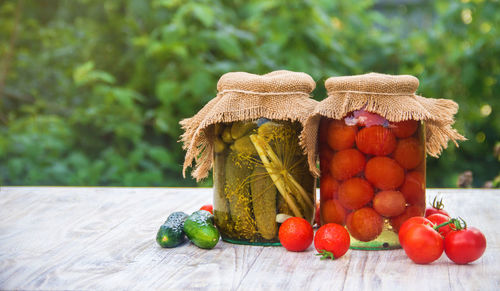 Close-up of fruits on table