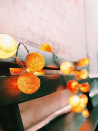 Close-up of illuminated string light