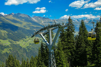 Tyrol, austria. june 2016. cable car with austrian alps in the background.