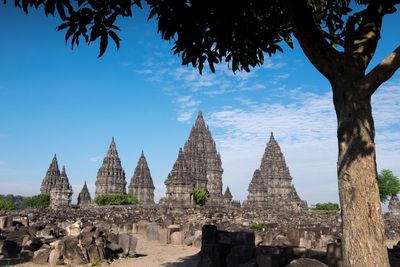 Panoramic view of temple building against sky