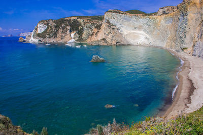 Wonderful view of chiaia di luna beach in the ponza island, lazio, italy