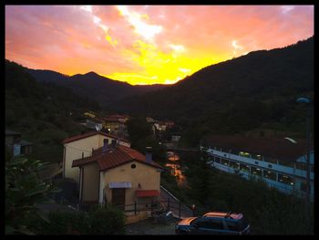 Sunset over mountain range