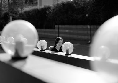 Close-up of statue with ball