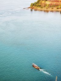 High angle view of boat in sea