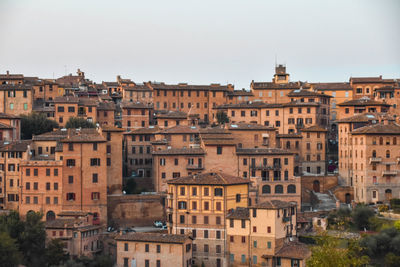 High angle view of buildings in city