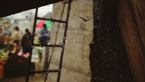 Close-up of wet window in rainy season