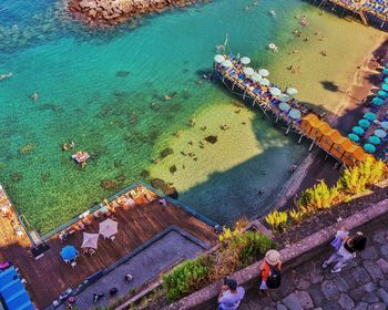 High angle view of people in swimming pool