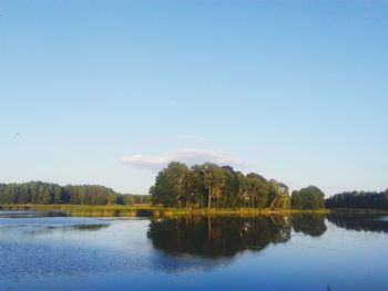 Scenic view of lake against clear sky