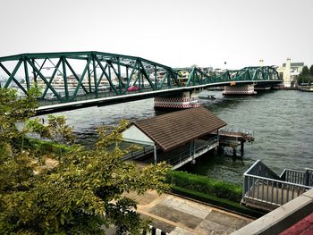 View of bridge over river against clear sky