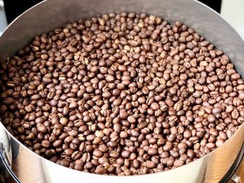 High angle view of beans in container