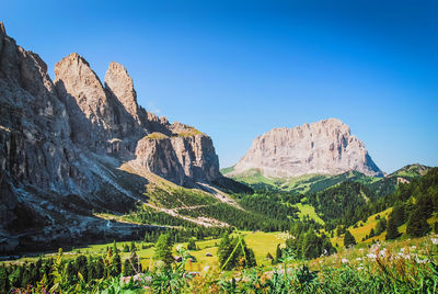 Scenic view of mountains against clear sky