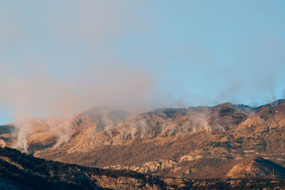 Panoramic view of volcanic mountain against sky