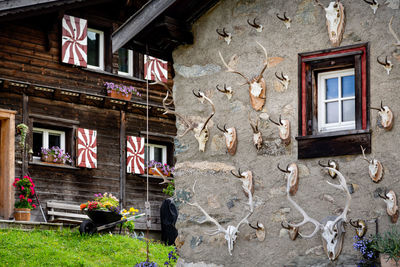 Low angle view of building against wall