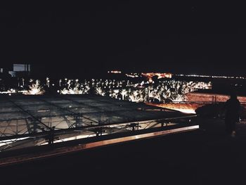 View of illuminated city at night