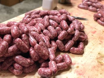 Close-up of chopped stack on cutting board