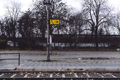 Information sign on railroad track