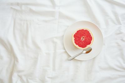 High angle view of dessert on table