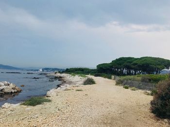 Scenic view of beach against sky