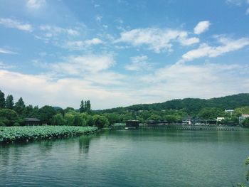 Scenic view of river against sky