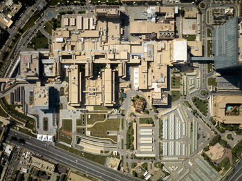 High angle view of buildings in city