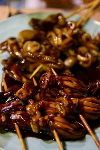 Close-up of food served in plate