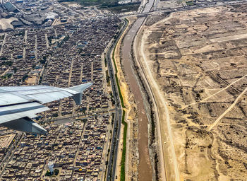 High angle view of rimac river, callao, peru