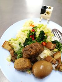 Close-up of food in plate on table