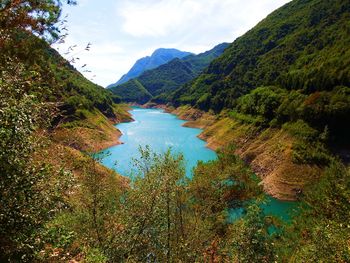 Scenic view of lake against sky