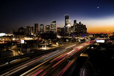 High angle view of illuminated city at night