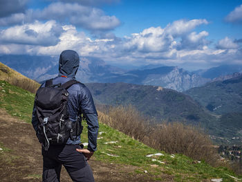 Trekking scene in the alps of lake como