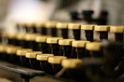 Close-up of wine bottles