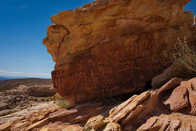 View of rock formations petroglyphs 